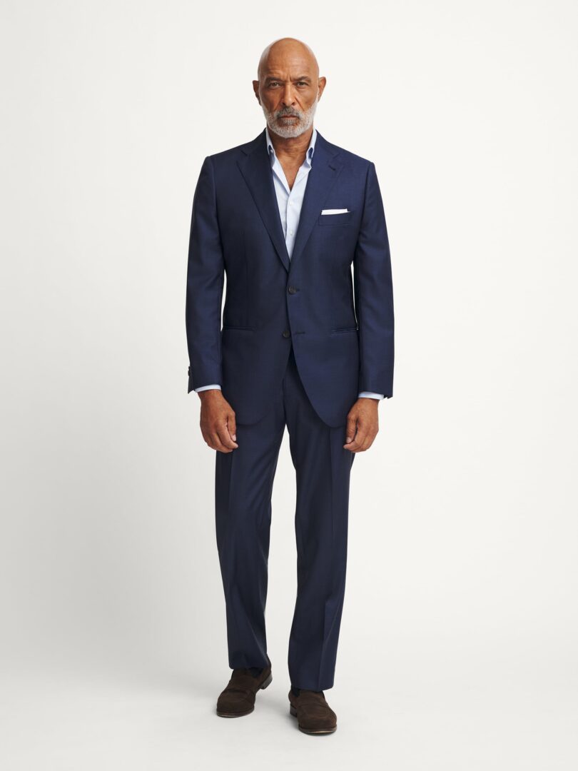 VBC Blue Sharkskin S110s Wool Dover Suit Thumb Detail