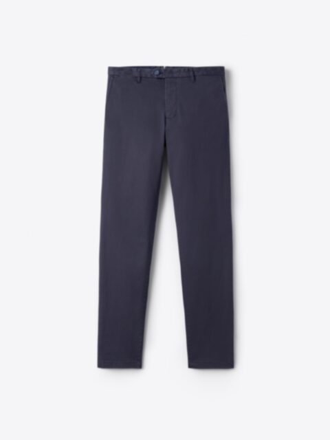 Prato Navy Delave Stretch Cotton Chino - Custom Fit Pants