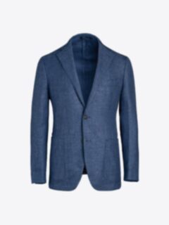 Bedford Blue Wool Silk and Linen Hopsack Jacket - Custom Fit