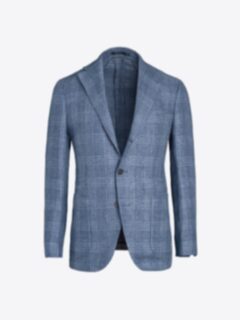 Shop Drago Slate Plaid Wool Linen Hopsack Bedford Jacket