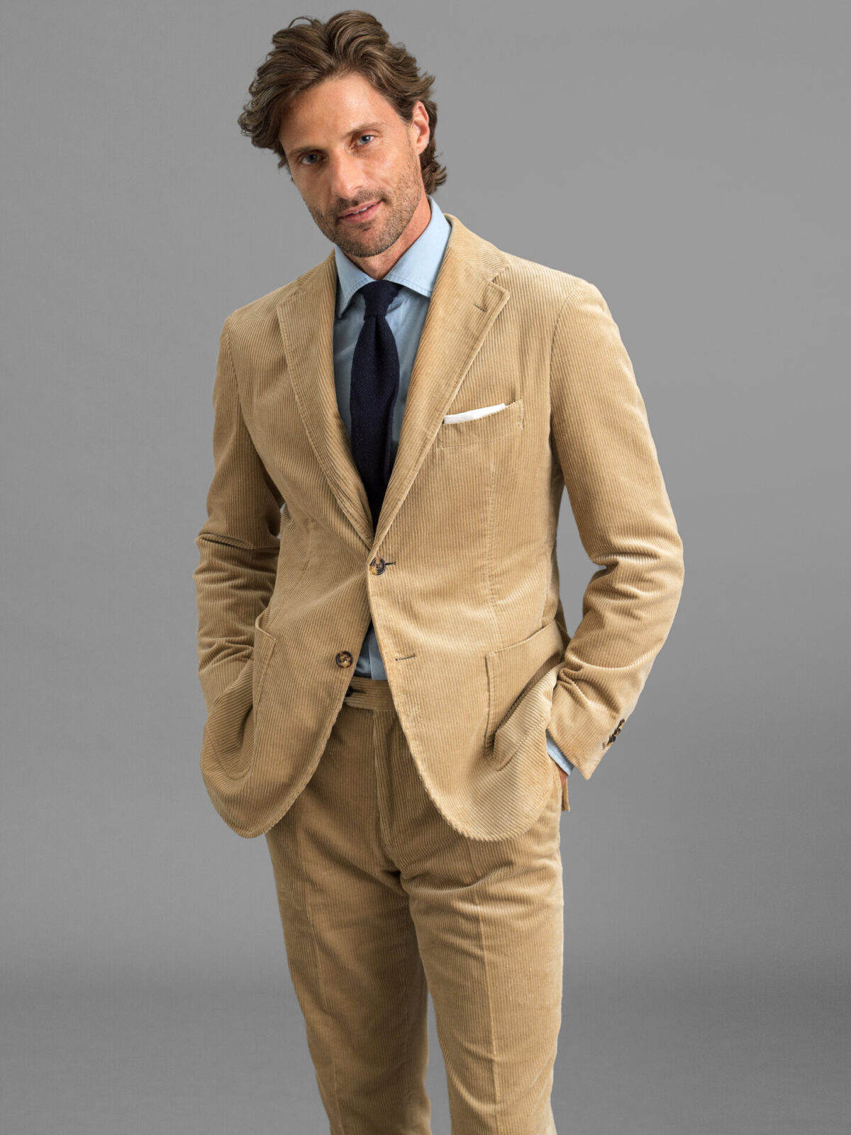 Beige Wide Wale Corduroy Waverly Suit - Custom Fit Tailored Clothing