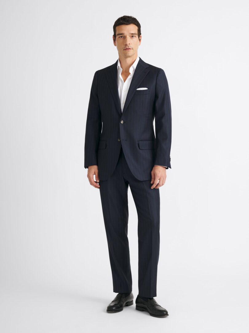 Loro Piana Navy Tonal Stripe S150s Wool Suit Thumb Detail