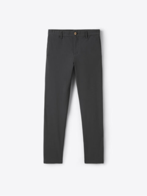Chocolate brown velvet flat-front essential Chino Pants