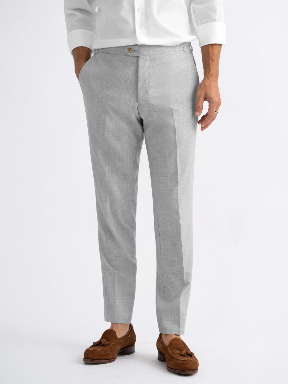 Japanese Linen Wool Mara Trouser in Natural and Grey | Cawley | Covet + Lou