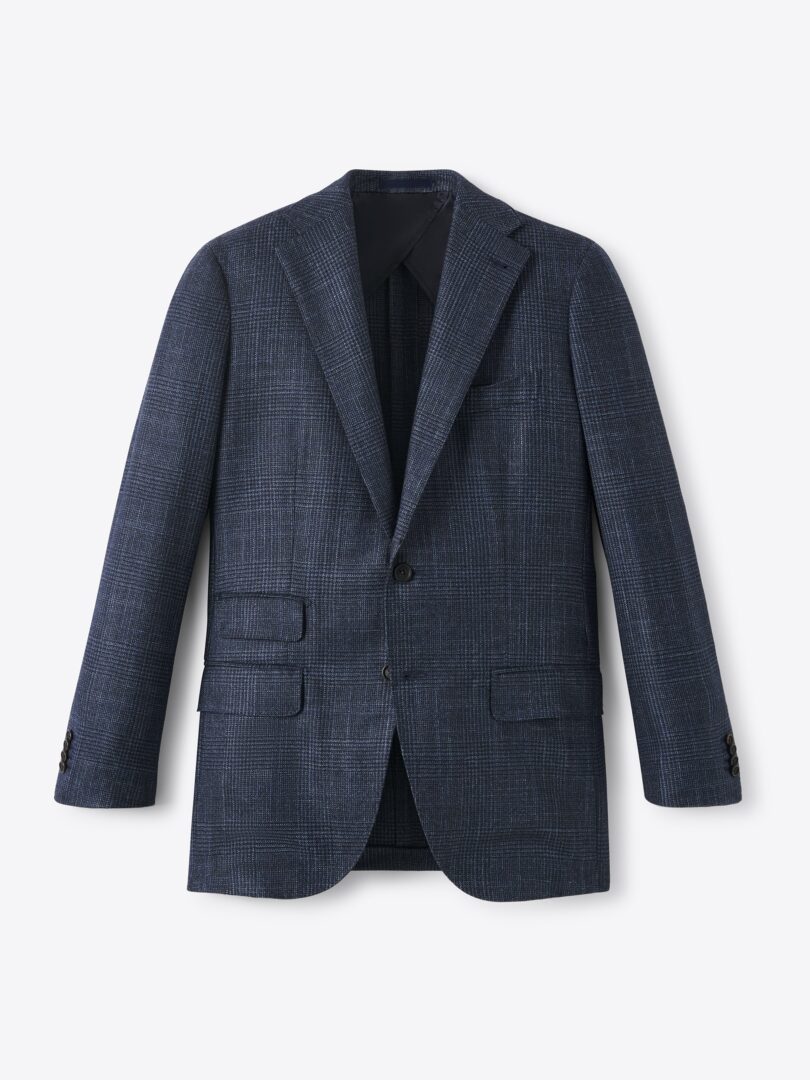 Men’s Loro Piana Fabric Navy Glen Plaid Wool Cashmere Walker Jacket Thumb