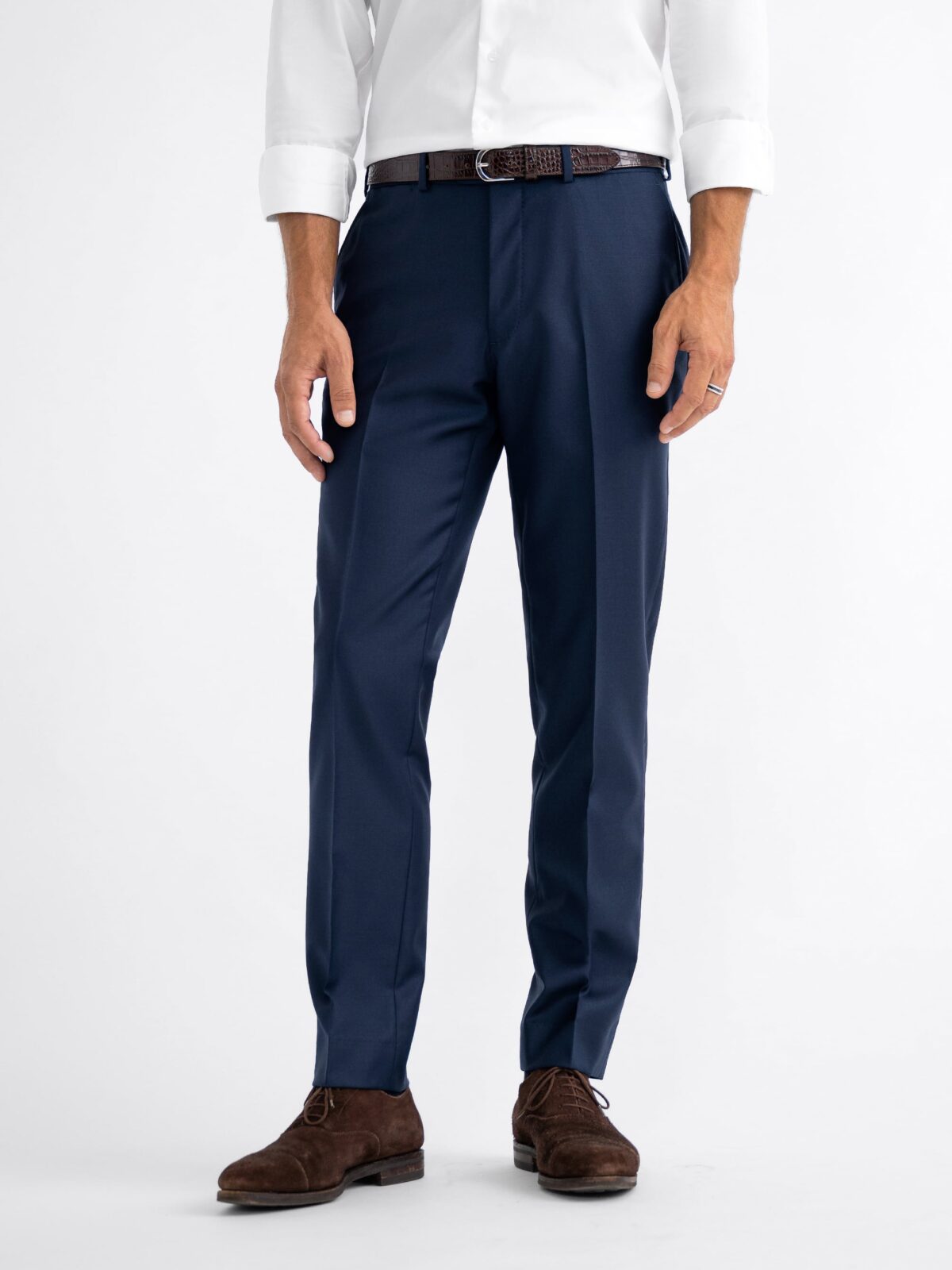 Men's Dark Blue Twill Classic Fit Suit Pants