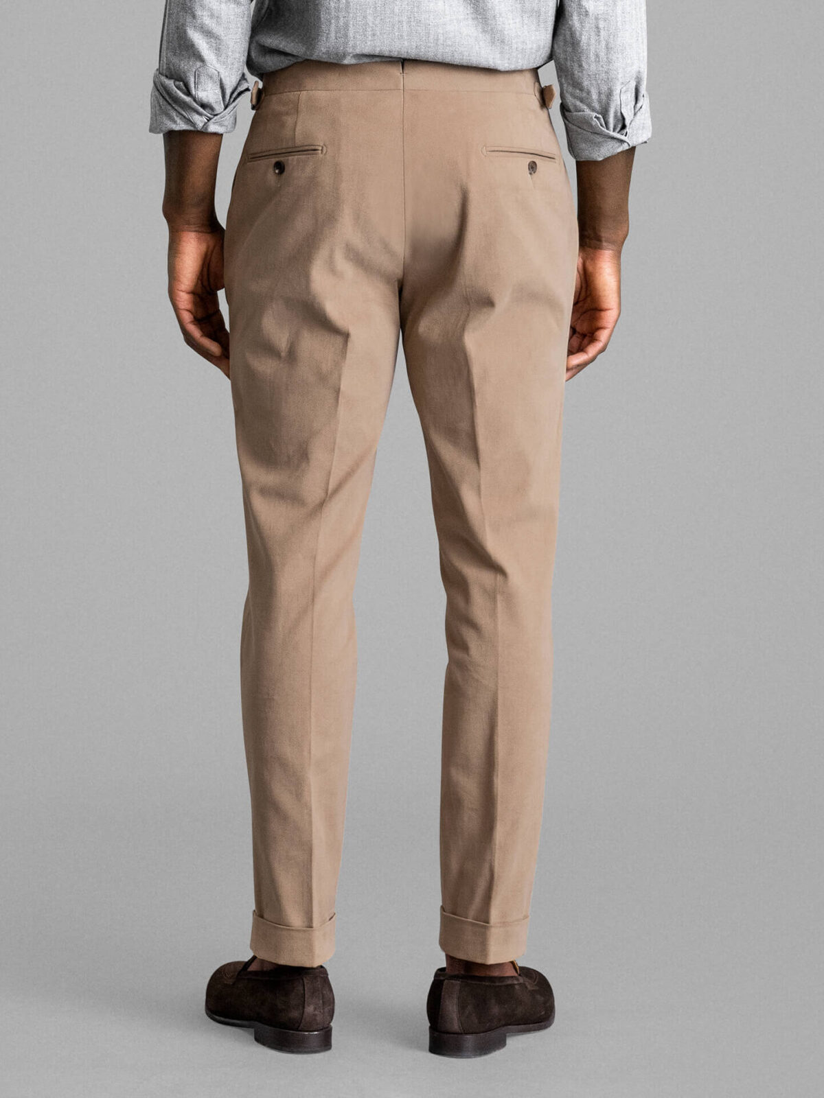 Beige Heavy Brushed Cotton Stretch Dress Pant - Custom Fit Tailored Clothing