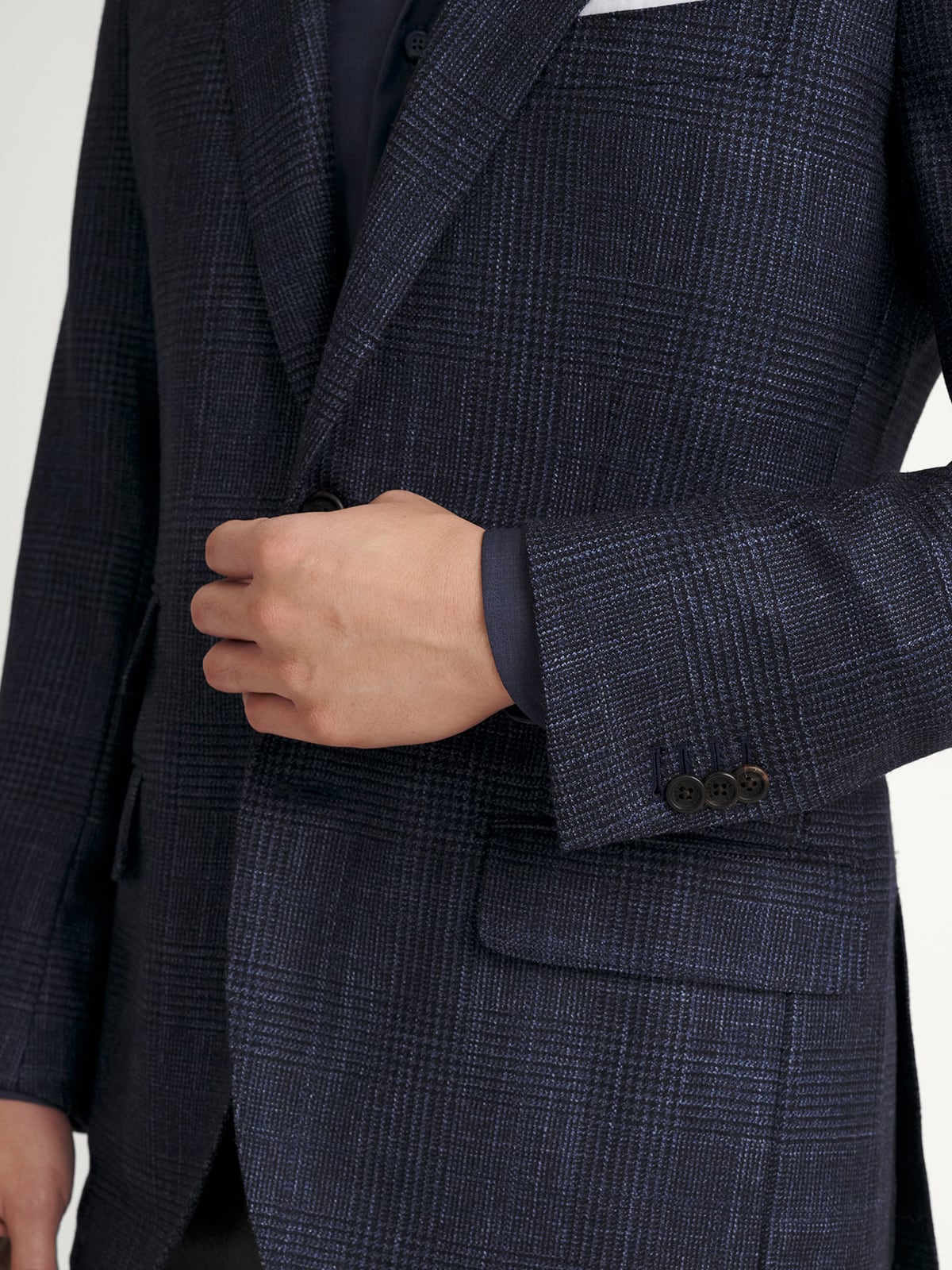 Loro Piana Fabric Navy Glen Plaid Wool Cashmere Walker Jacket