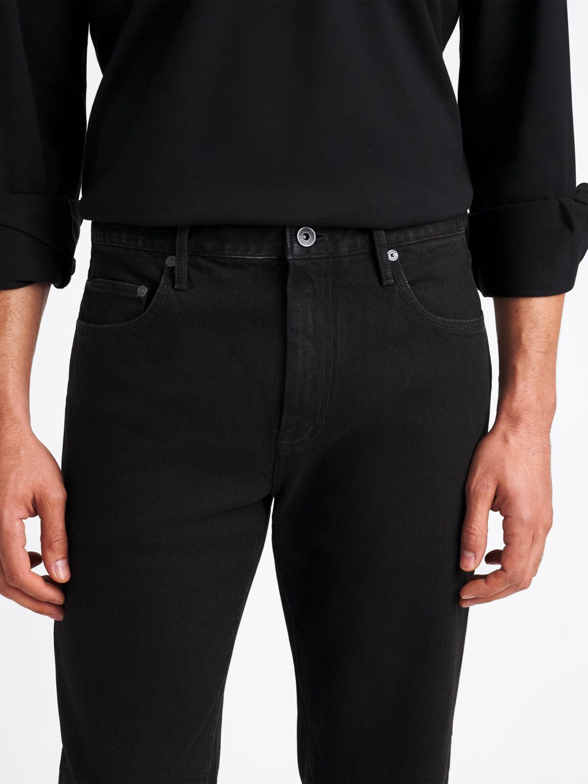 Japanese 12oz Rinse Wash Black Stretch Jeans Custom Fit Pants