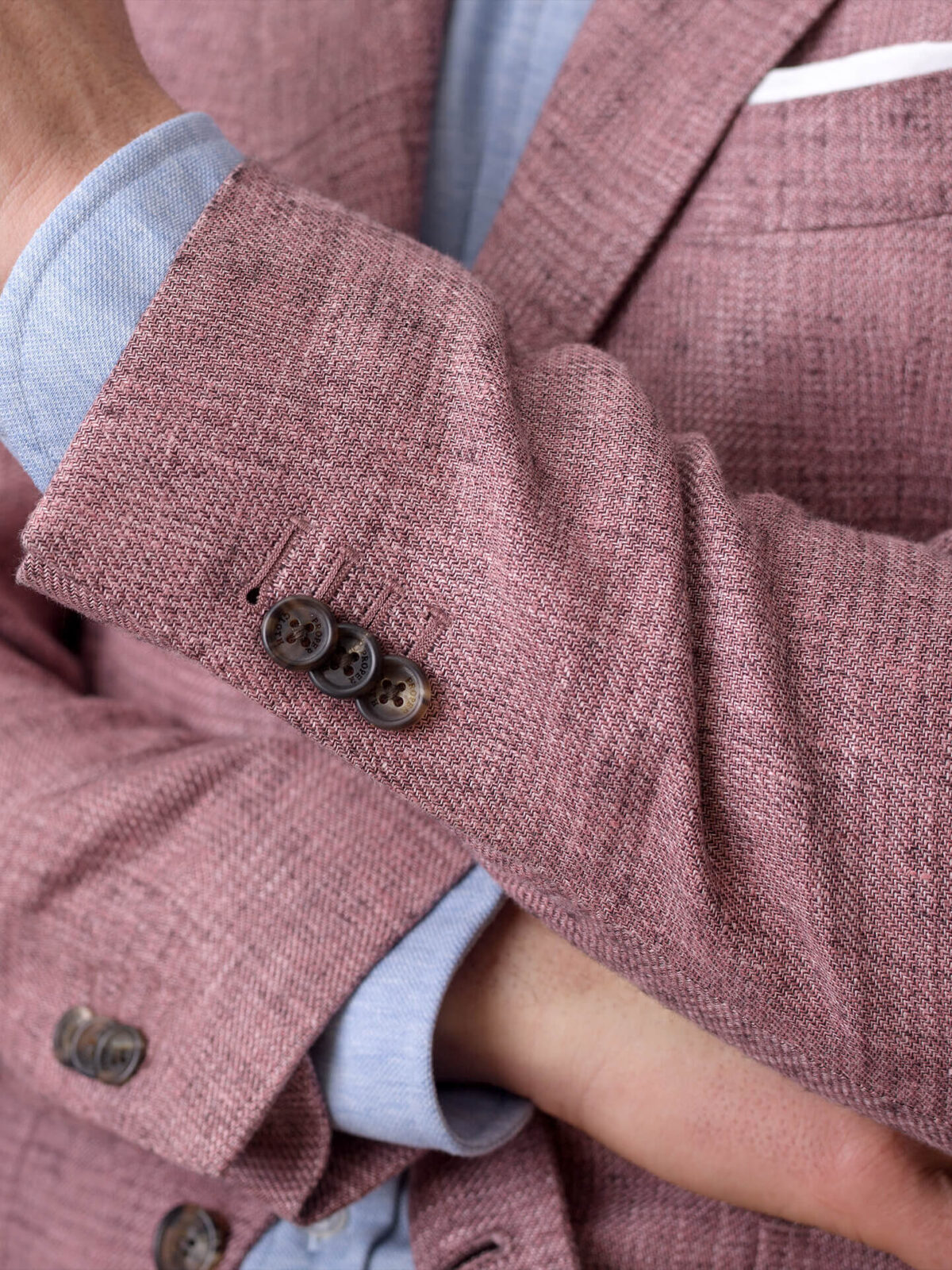 Bedford Faded Red Glen Plaid Linen and Wool Jacket - Custom Fit