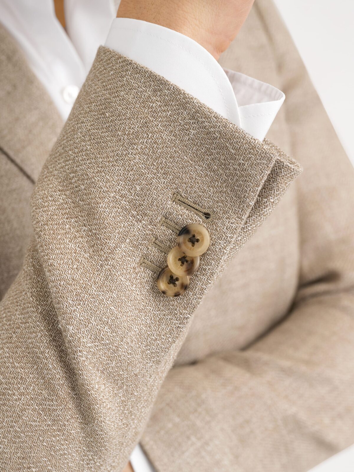 Di Fabio Beige Wool and Linen Bedford Jacket