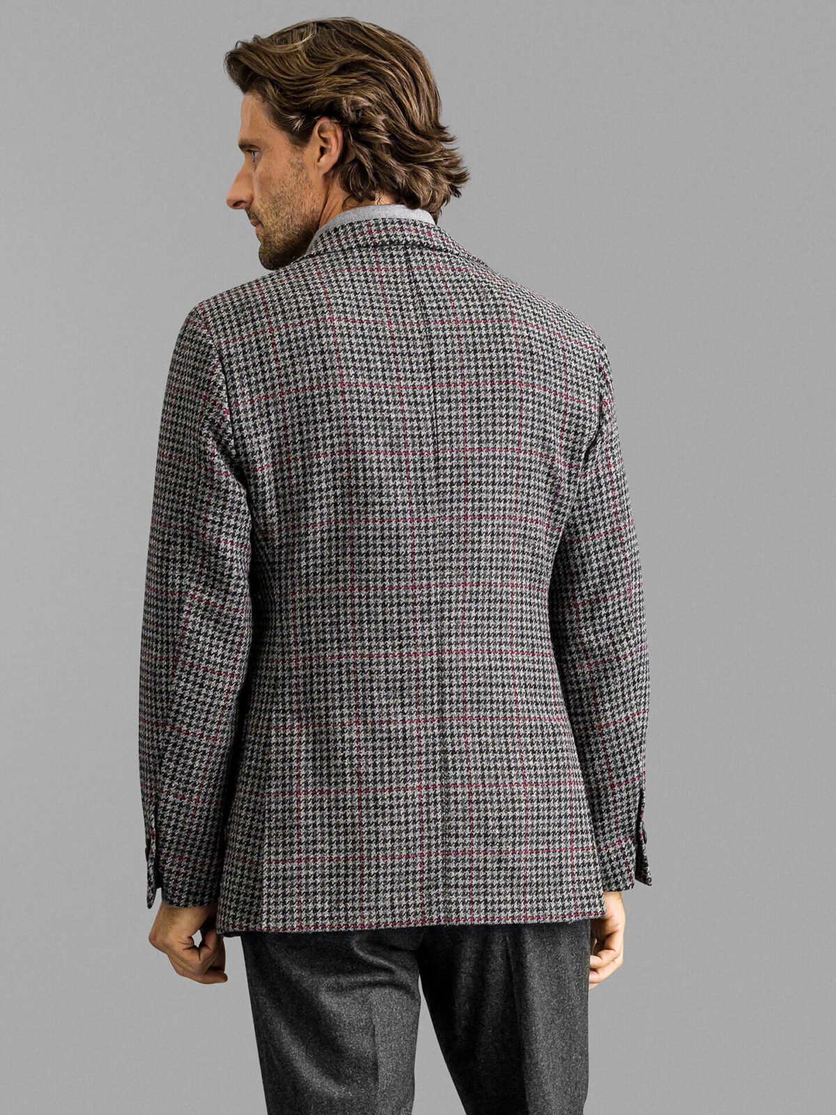 Houndstooth Drop Shoulder Tweed Jacket With Skirt