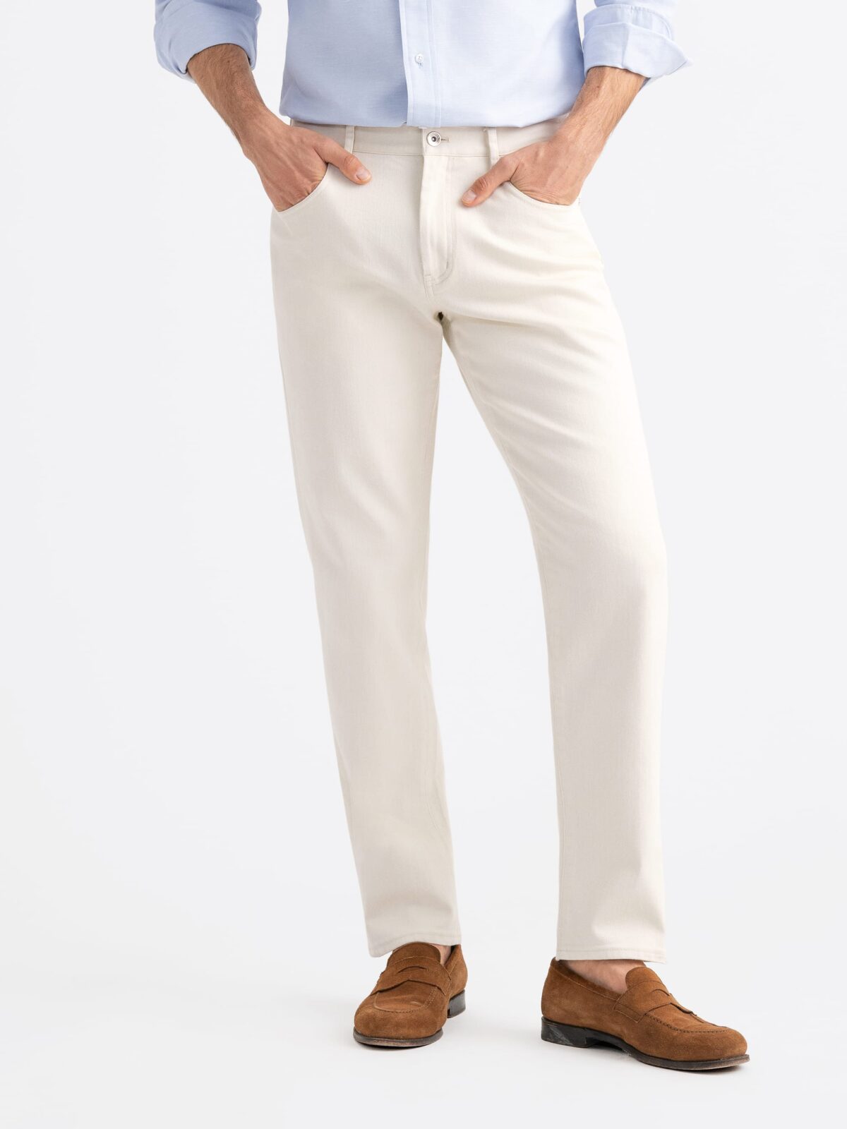 Akita Cream Stretch Organic Slub Twill 5-Pocket - Custom Fit Akita Cream Stretch Organic Slub Twill 5-Pocket - Custom Fit