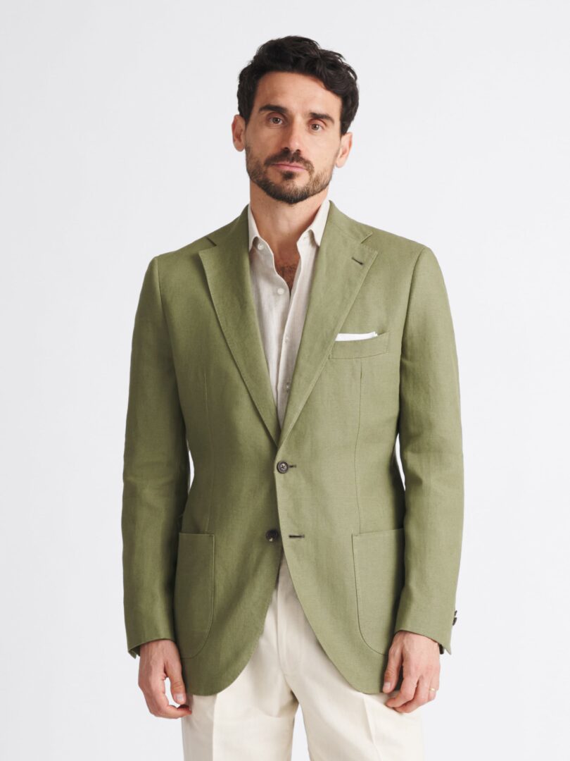 Spence Bryson Sage Heavy Irish Linen Bedford Jacket Thumb Detail
