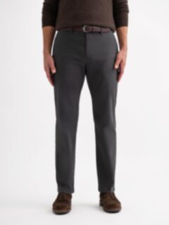 Modena Charcoal Peached Stretch Cotton Chino - Custom Fit Pants