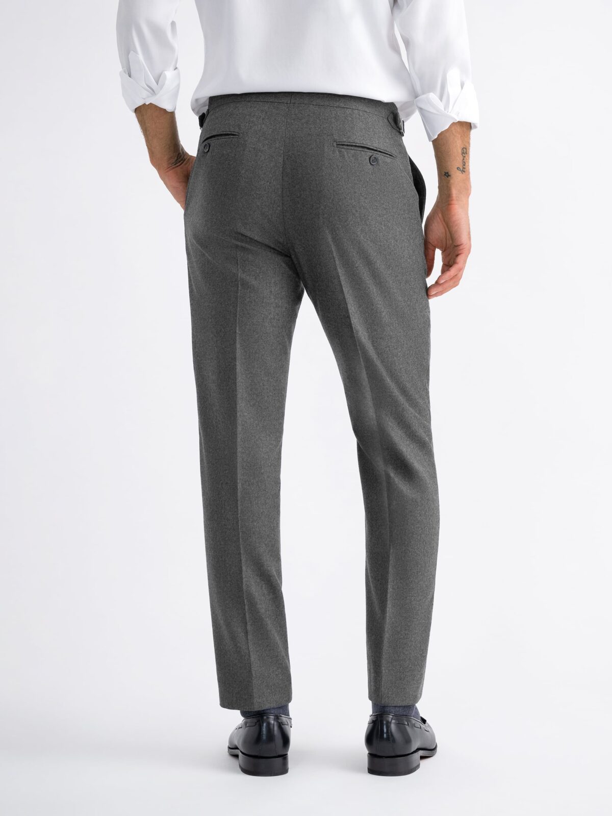 Grey Herringbone Wool Flannel Dress Pant - Custom Fit Tailored Clothing