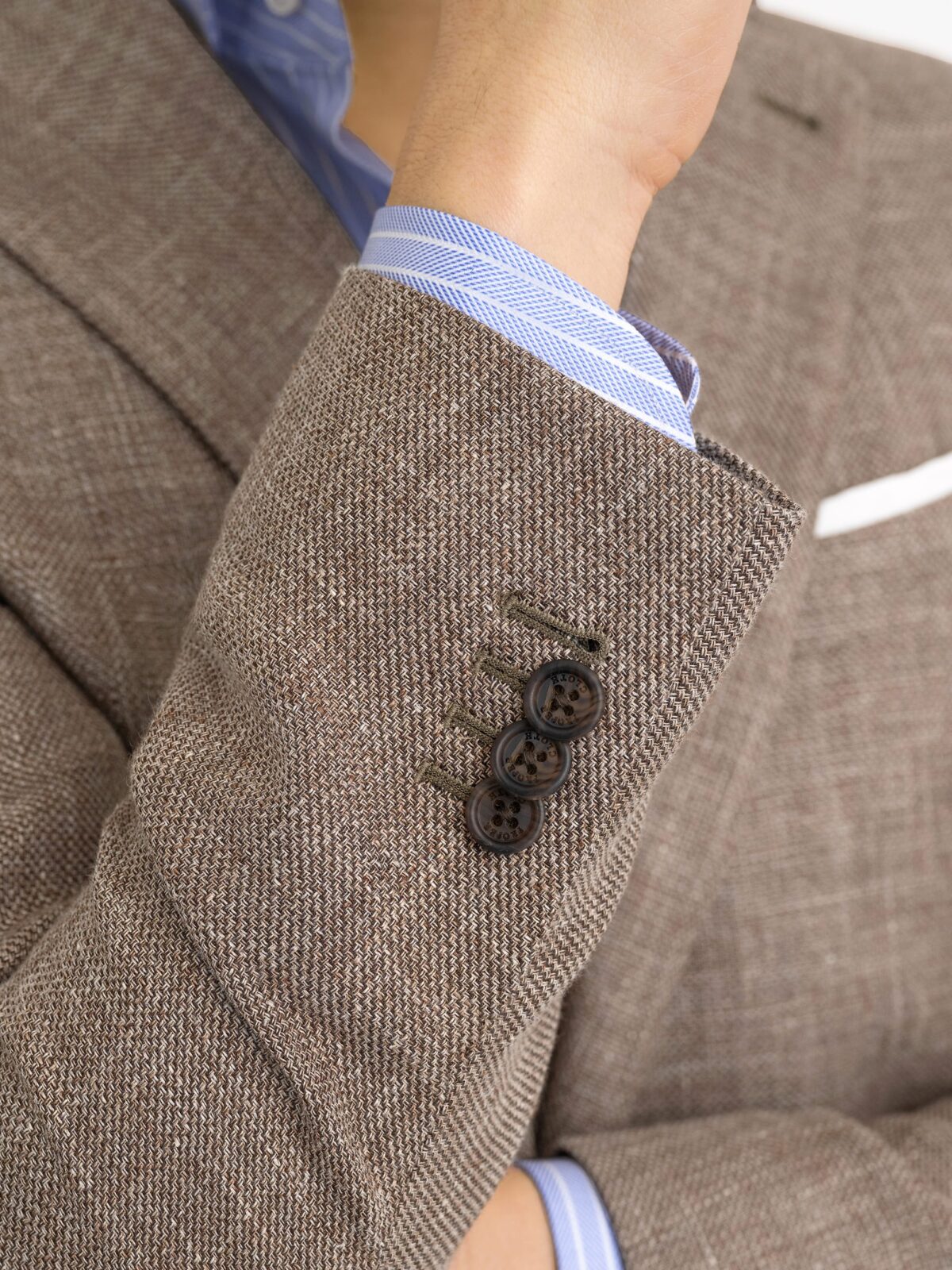 Drago Chestnut Wool and Linen Hopsack Bedford Jacket - Custom Fit