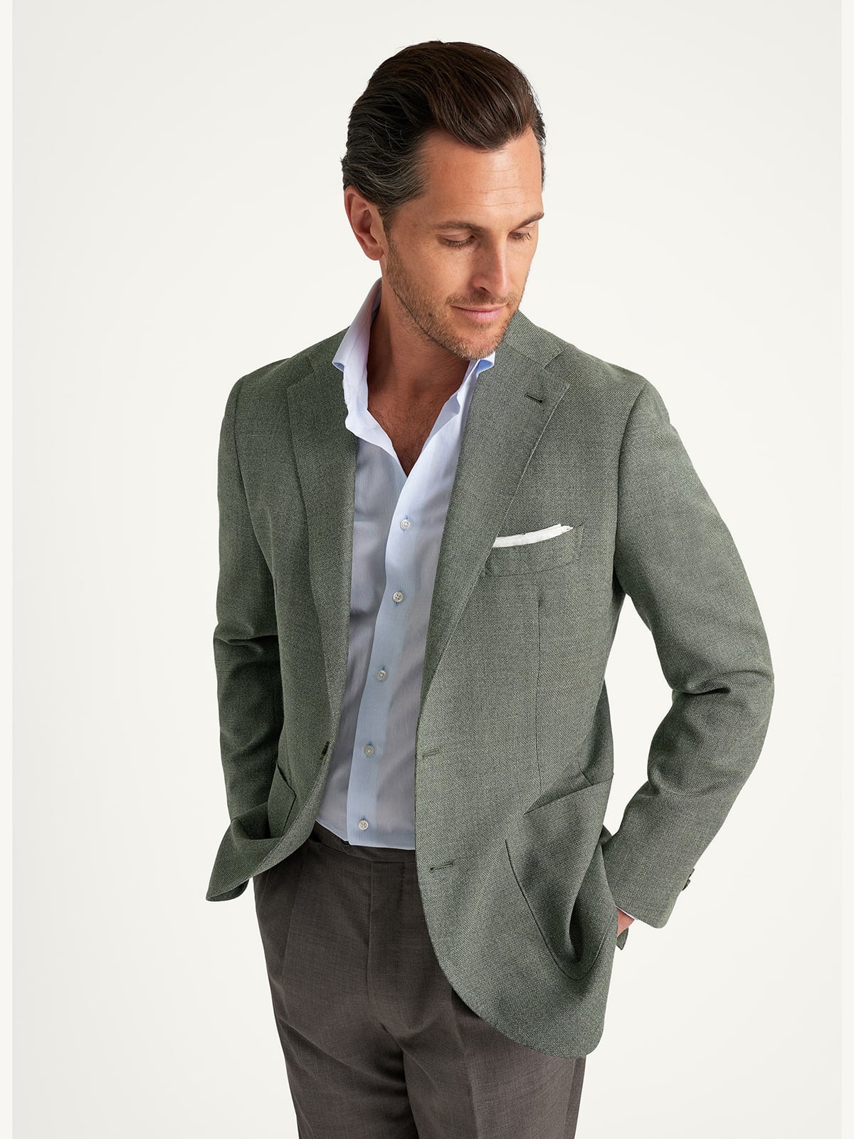 Reda Sage Hopsack Bedford Jacket - Custom Fit Tailored Clothing