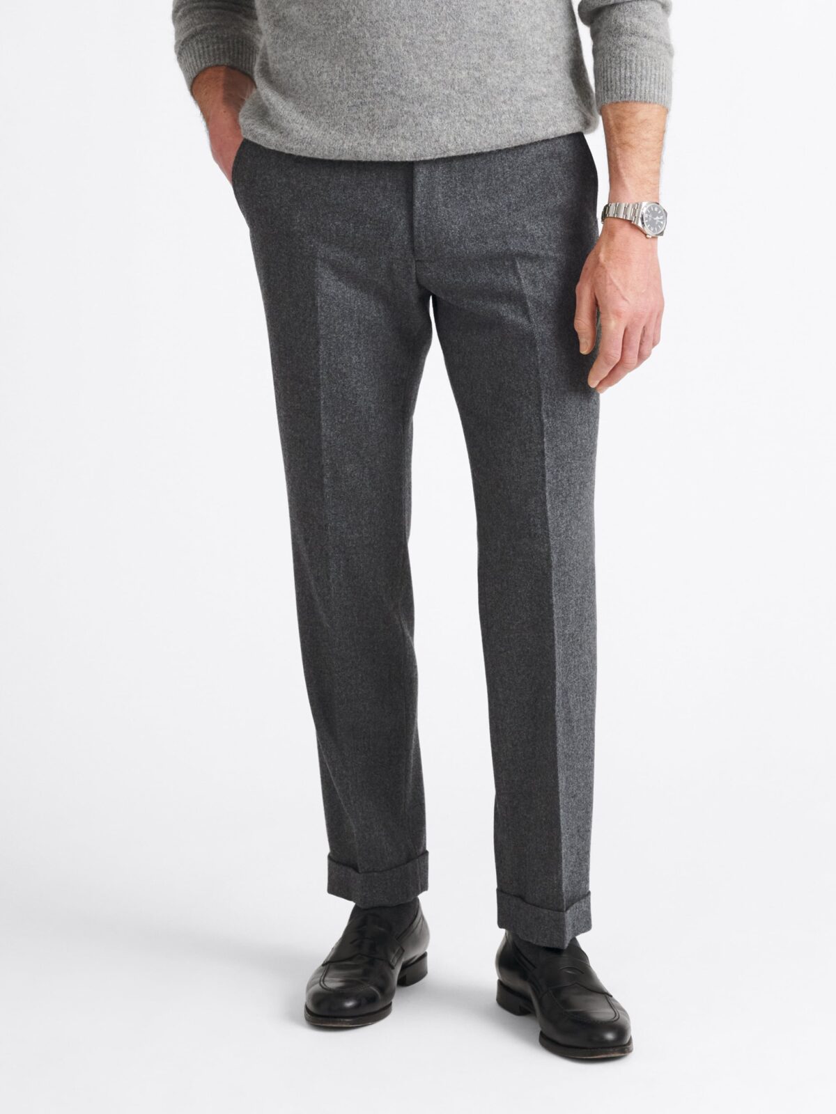 VBC Grey Wool Flannel Dress Pant - Custom Fit Tailored Clothing