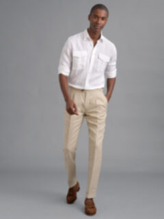 【COLOR iN ID】Pleated ST linen cotton pants Pleated Beige Irish Linen Dress Pant - Custom Fit Tailored