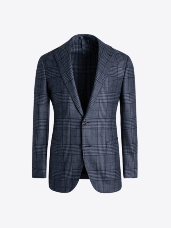 Thumb Photo of Delfino Slate Melange Glen Plaid Bedford Jacket
