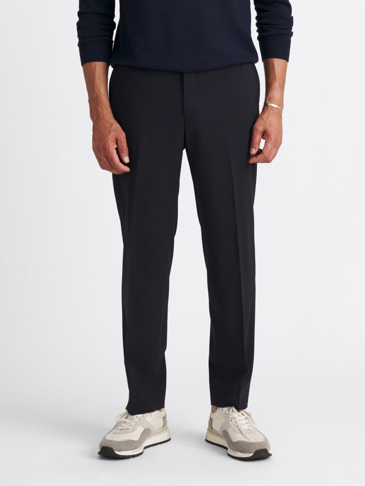 Navy Stretch Wool Drawstring Trouser - Custom Fit Tailored Clothing