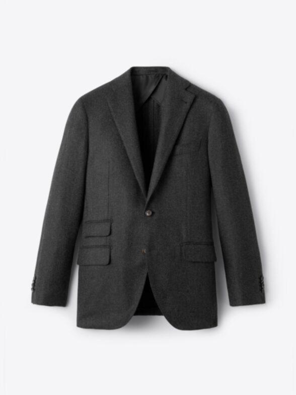 Thumb Photo of Loro Piana Fabric Charcoal Wool Cashmere Basketweave Walker Jacket