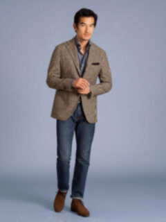 Grey Gun Check Tweed Waverly Jacket - Custom Fit Tailored Clothing