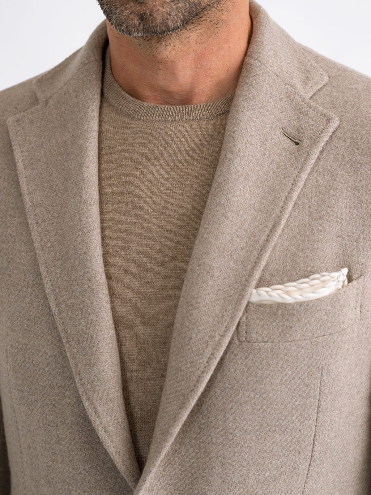 Beige Lambswool Waverly Jacket - Custom Fit Tailored Clothing