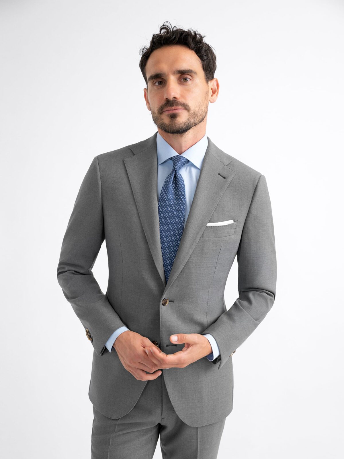 Light Gray Satin Notched 2-Piece Suit Tuxedo Bundle.Gray Suit | Suitcentury