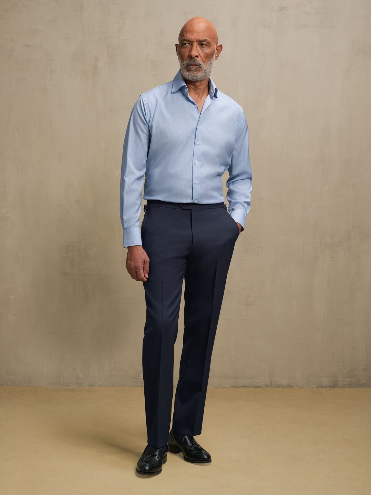 Navy Stretch 3 Ply Fresco Dress Pant - Custom Fit Tailored Clothing