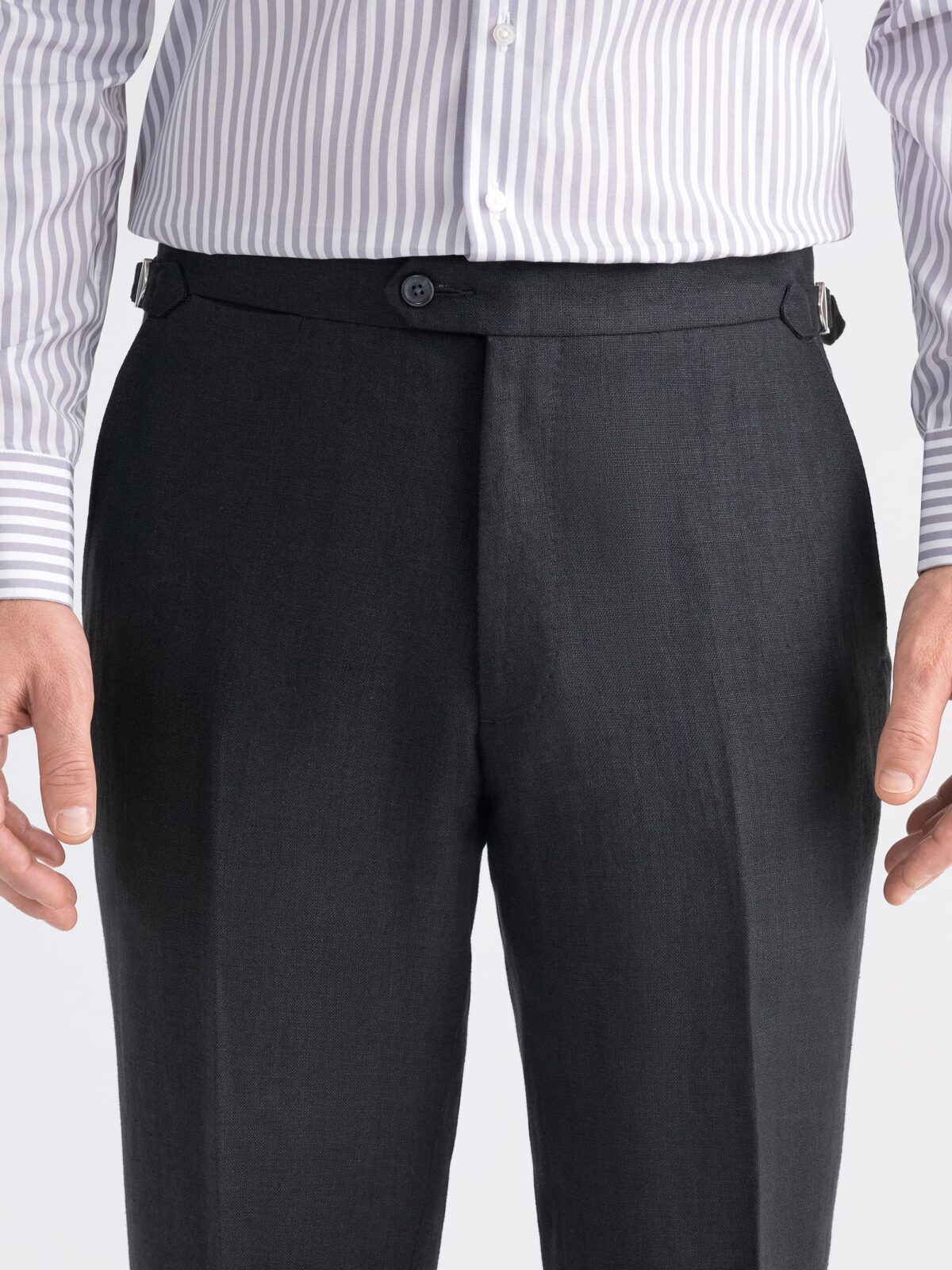 Black Heavy Irish Linen Tuxedo Pant - Custom Fit Tailored Clothing