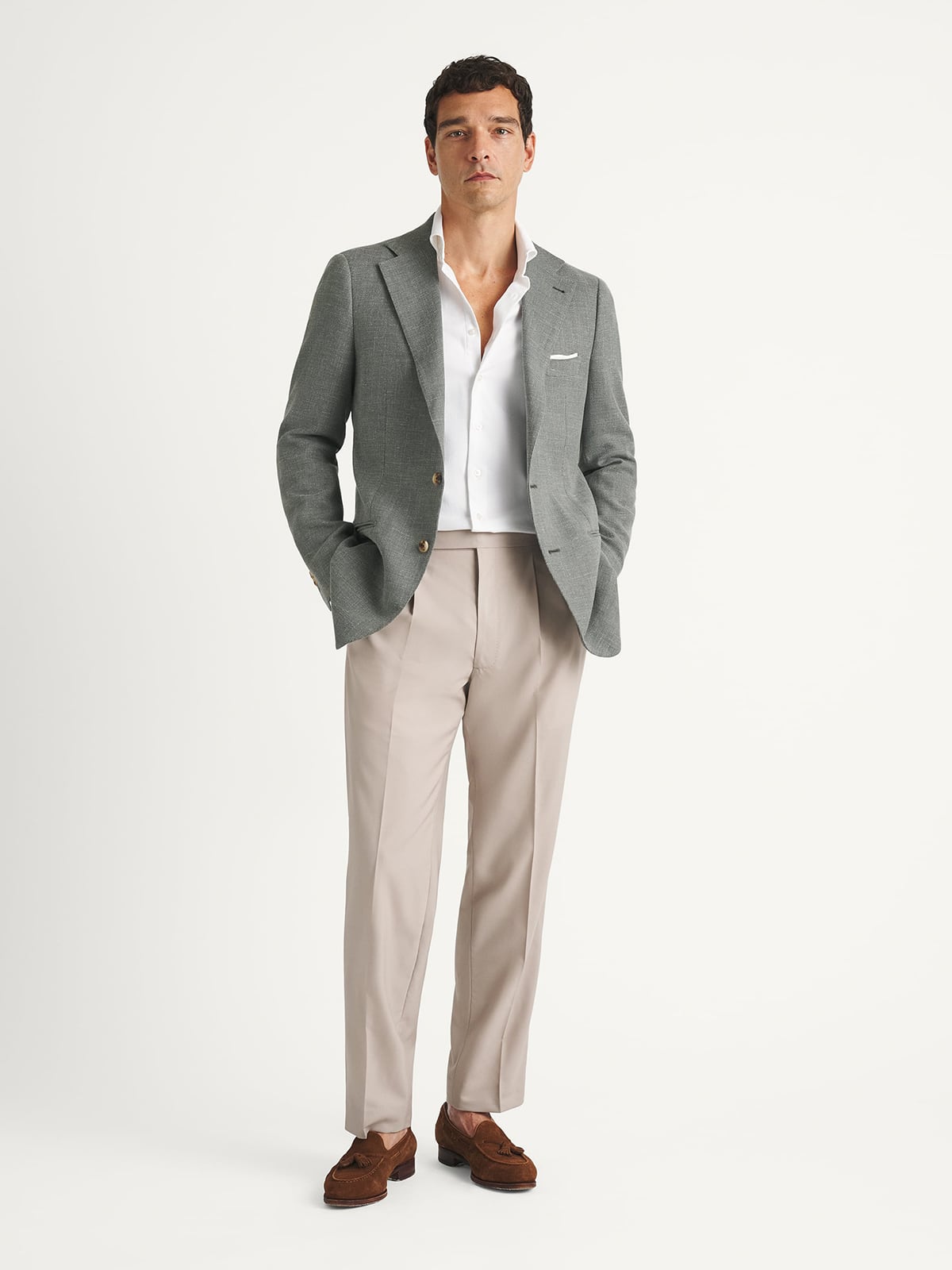 VBC Sage Wool Silk and Linen Hopsack - Custom Fit Tailored Clothing