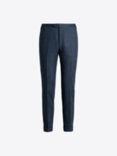 Shop Navy Donegal Herringbone Wool Cashmere Dress Pant