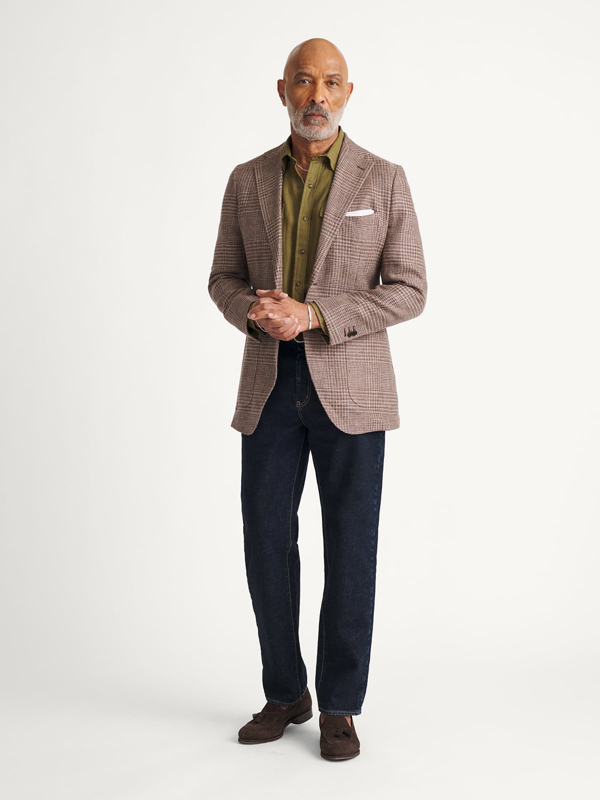 Cerruti Brown Glen Plaid Cotton and Linen Jacket - Custom Fit