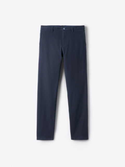 Brenta Navy Brushed Stretch Cotton Chino - Custom Fit Pants