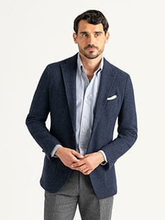 Navy Shetland Tweed Andover Jacket - Custom Fit Tailored Clothing