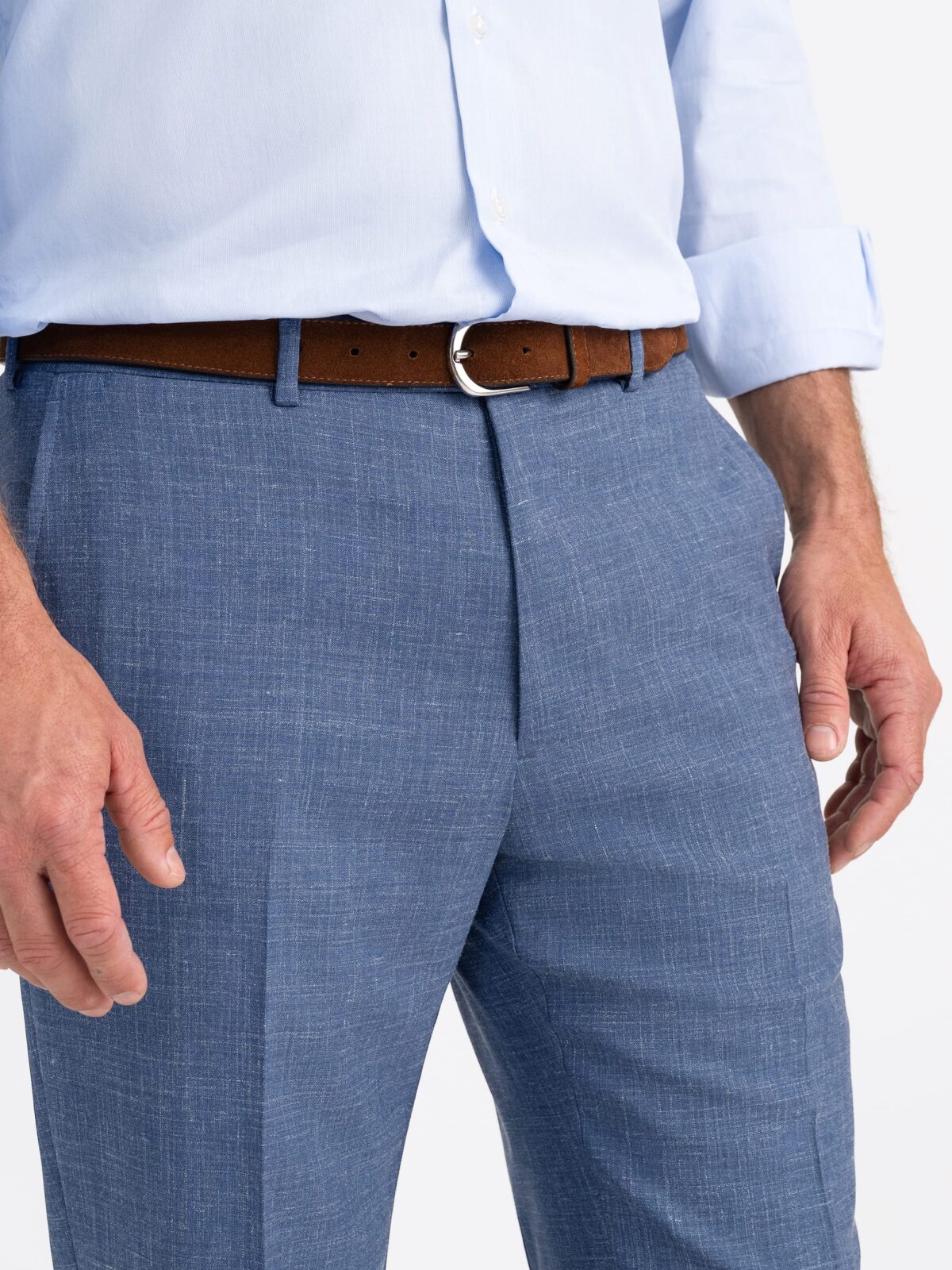 Slate Wool and Linen Stretch Dress Pant - Custom Fit Slate Wool and Linen Stretch Dress Pant - Custom Fit