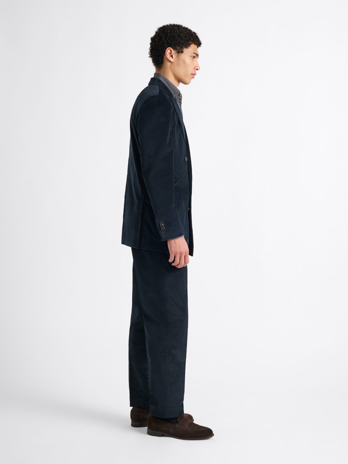 SUIT SELECT DUCA VISCONTI ネイビー　セットアップ Double Breasted Duca Visconti Navy Stretch Corduroy Suit - Custom