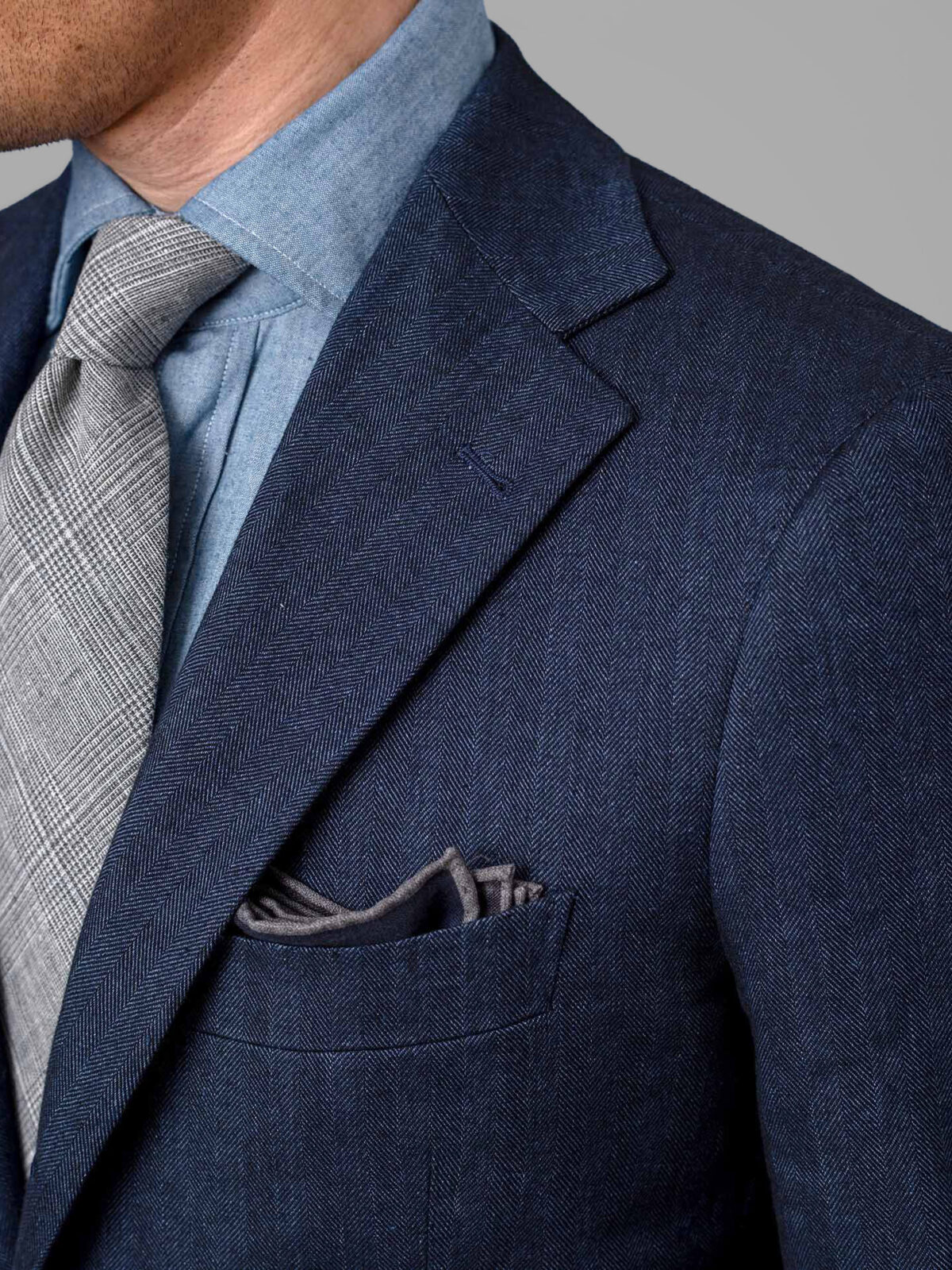 Irving Navy Heathered Herringbone Suit