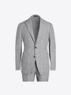 Shop Bedford Light Grey Glen Plaid Linen and Wool Suit