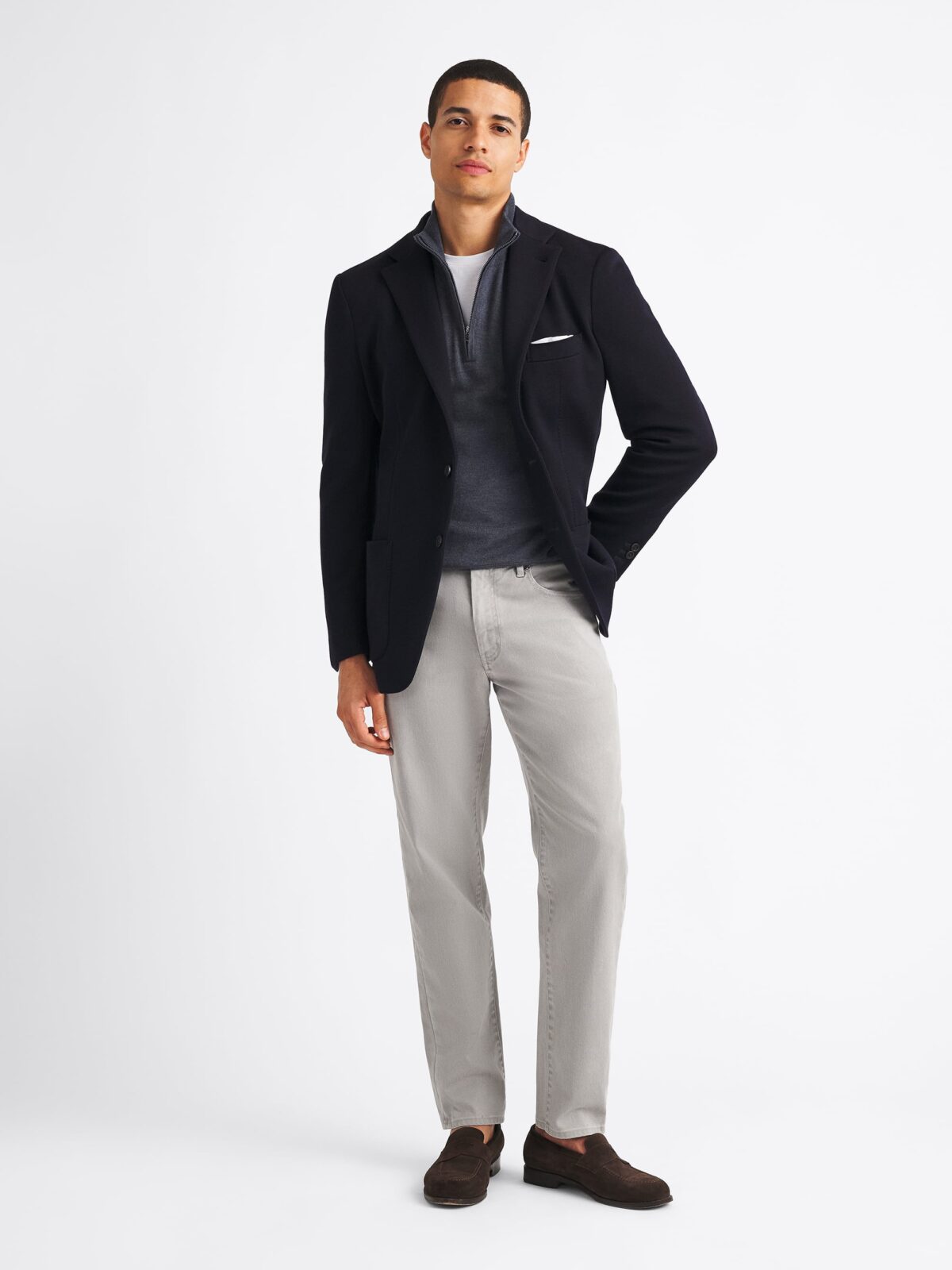 Navy Italian Merino Knit Sport Coat - Custom Fit Tailored Clothing