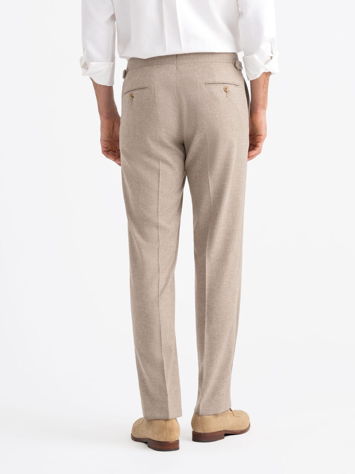 Tan Stretch Wool Blend Hopsack Dress Pant - Custom Fit Tailored Clothing
