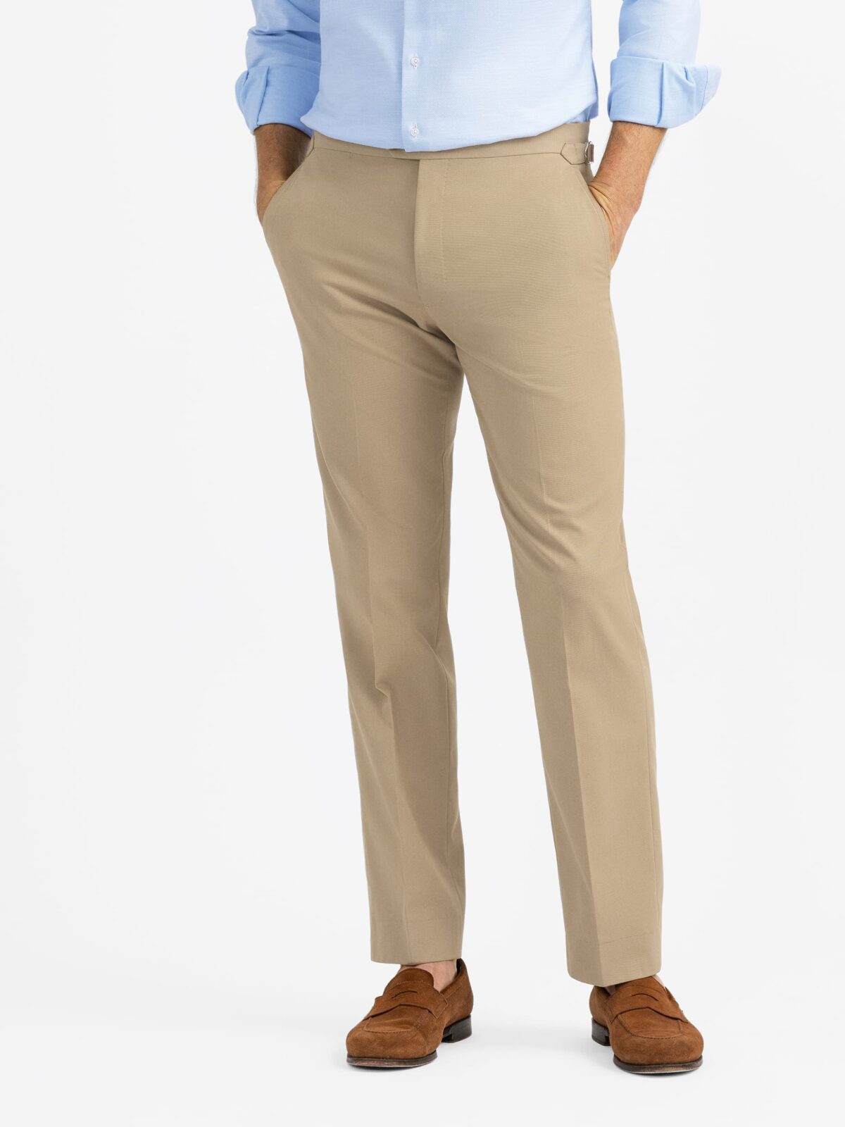 Khaki High Twist Cotton Dress Pant - Custom Fit Tailored Clothing