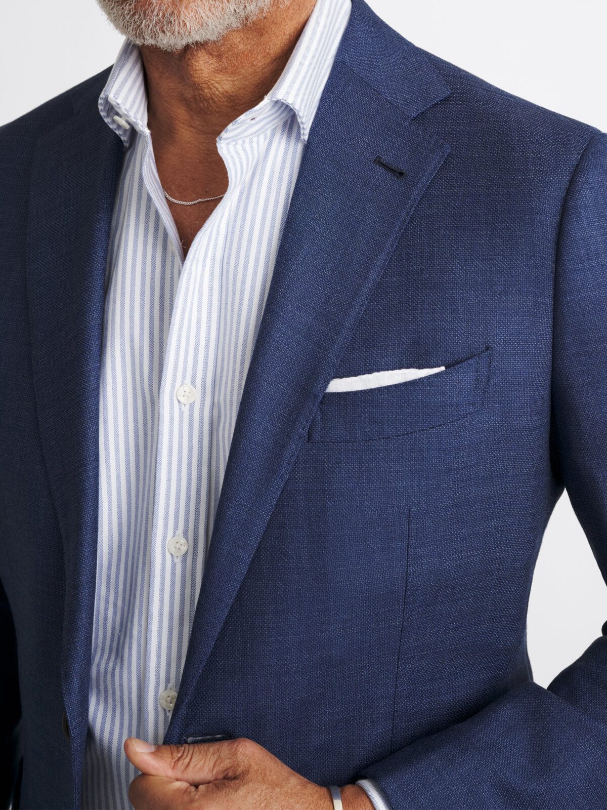 Blue Melange Hopsack Bedford Jacket - Custom Fit Tailored Clothing