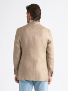 Beige Linen and Lyocell Hopsack Bedford Jacket - Custom Fit