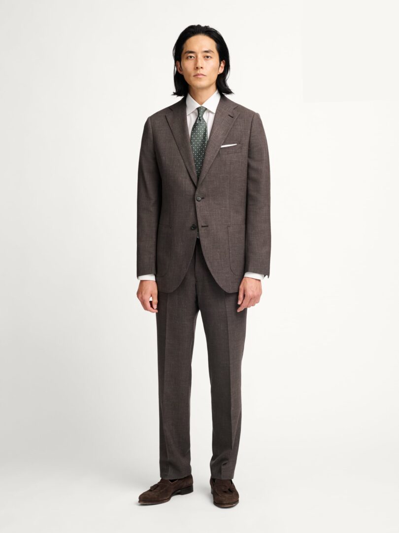 Loro Piana Brown Wool Silk Linen Glen Plaid Hudson Suit Thumb Detail