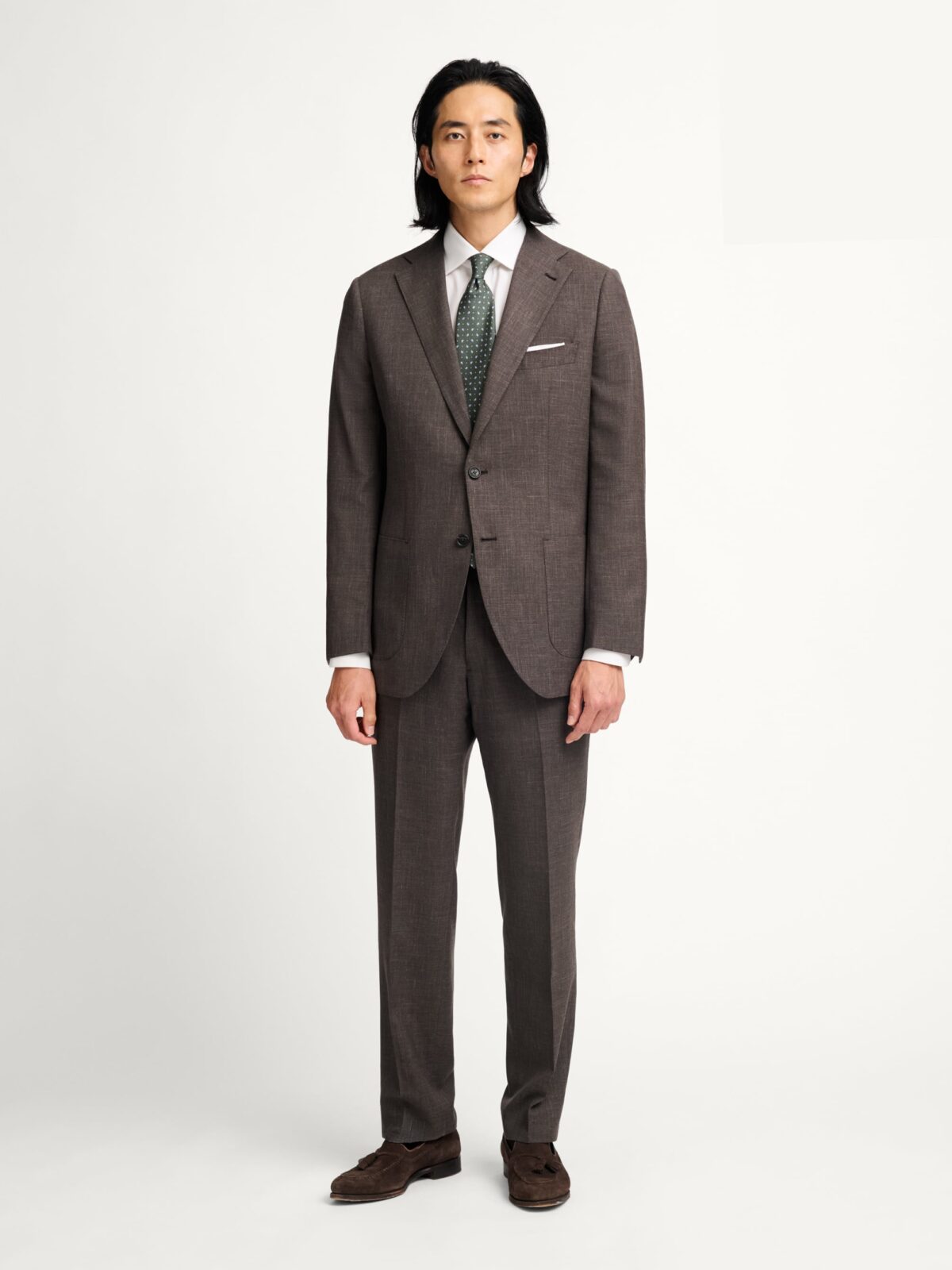 Loro Piana Brown Wool Silk Linen Glen Plaid Hudson Suit - Custom