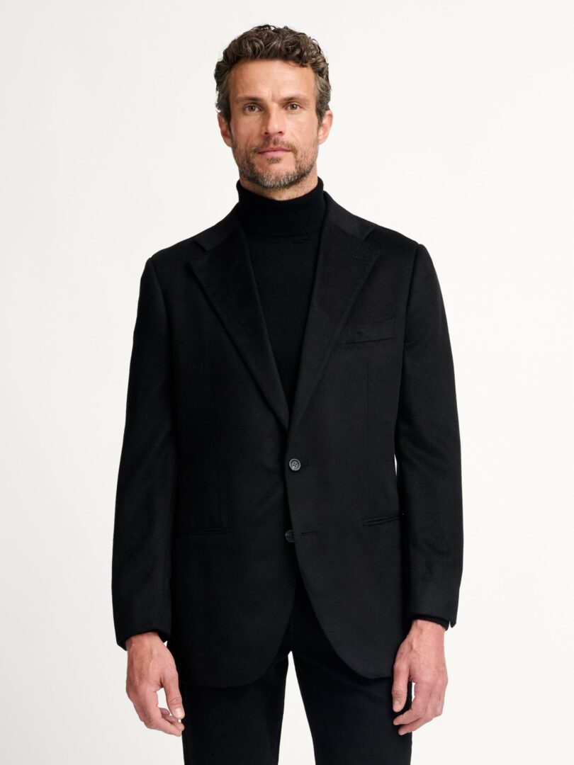 Black Camelhair and Silk Downing Jacket Thumb Detail
