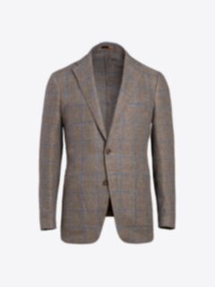 Shop Bedford Brown and Blue Windowpane Linen Jacket
